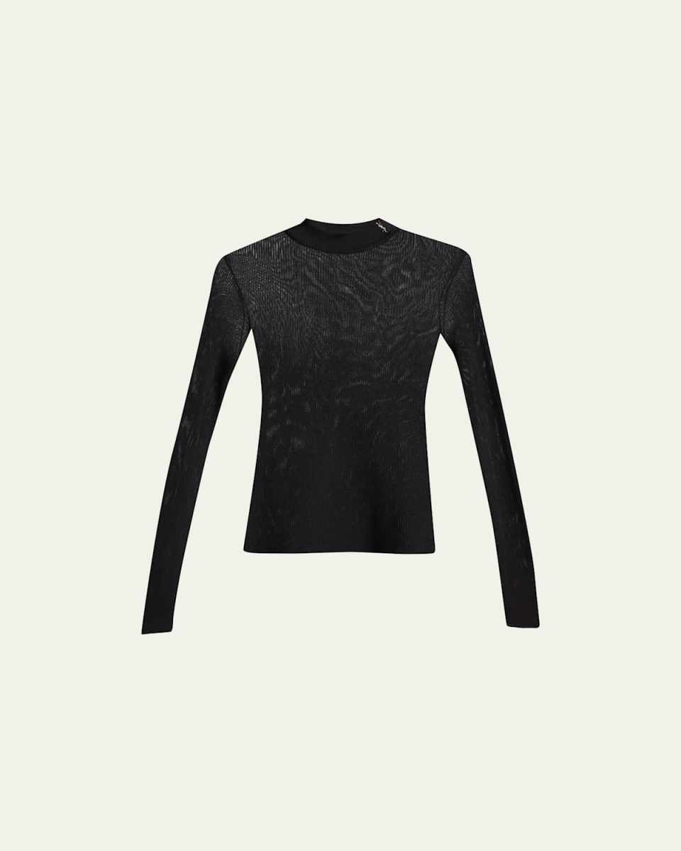 Ribbed Silk Sweater w/ YSL Monogr